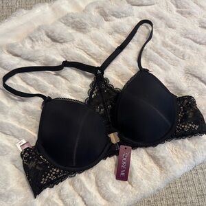 NWT Black Lace Demi Bra with Adjustable Straps racerback